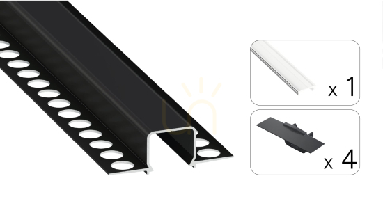 Vedere TEKKNI MOSSO set negru, abajur transparent 3 m TEKKNI MOSSO set negru, abajur transparent 3 m