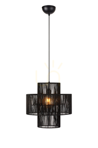 Lampă suspendată Markslojd Soga 108766 negru oțel/iută 40 cm small 0