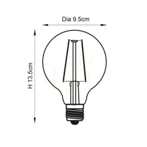 Bec LED E27 glob filament transparent Endon, sticlă, 2W, 13,5 cm small 1
