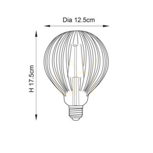 Bec decorativ LED Ribb E27 4W 400lm 2000K glob G125 chihlimbar Ø12,5 cm 80179 Endon small 2