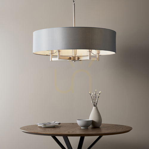 Verifica Pendul Endon Grande gri 5 becuri E27 dimabil Ø80 cm textil oțel