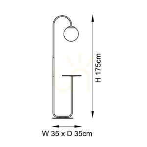 Lampă de podea Endon Halo neagră oțel și sticlă 175 cm small 2