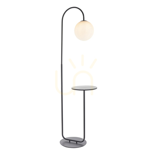 Lampă de podea Endon Halo neagră oțel și sticlă 175 cm small 0