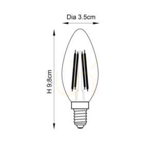 Bec LED lumânare E14 4W filament transparent Endon dimerizabil small 1