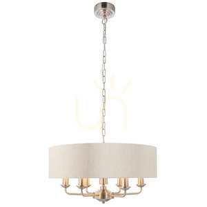 Pendul Endon Highclere bej textil 6 becuri E14 55 cm dimabil small 2