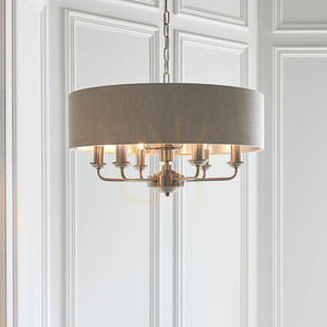 Pendul Endon Highclere bej textil 6 becuri E14 55 cm dimabil small 3