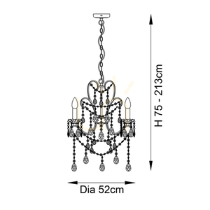 Pendul Endon Berkley 95524 argintiu antichizat cu cristal 3 × E14 small 2
