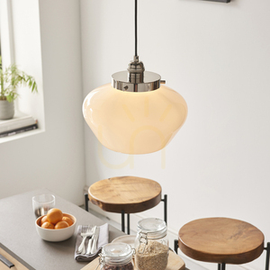 Lampă suspendată Endon Camberley argintie E27 dimabilă Ø30 cm oțel sticlă small 5