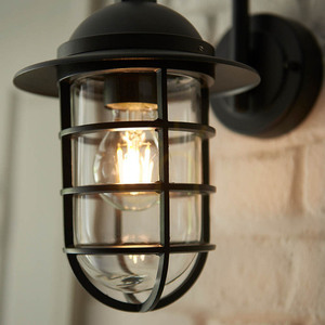Lampă de perete Endon Port neagră E27 aluminiu sticlă 34 cm small 7
