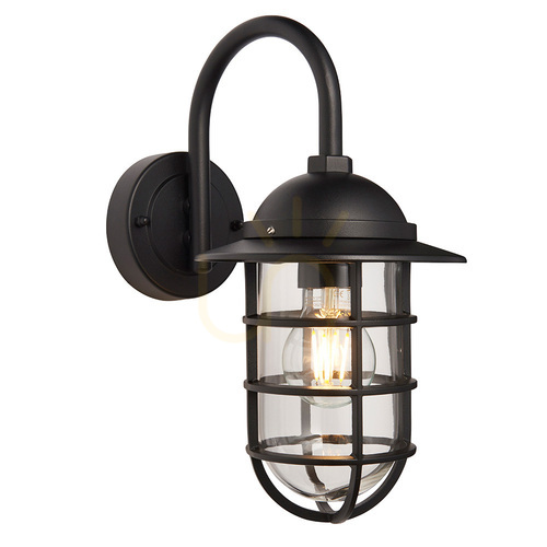 Verifica Lampă de perete Endon Port neagră E27 aluminiu sticlă 34 cm