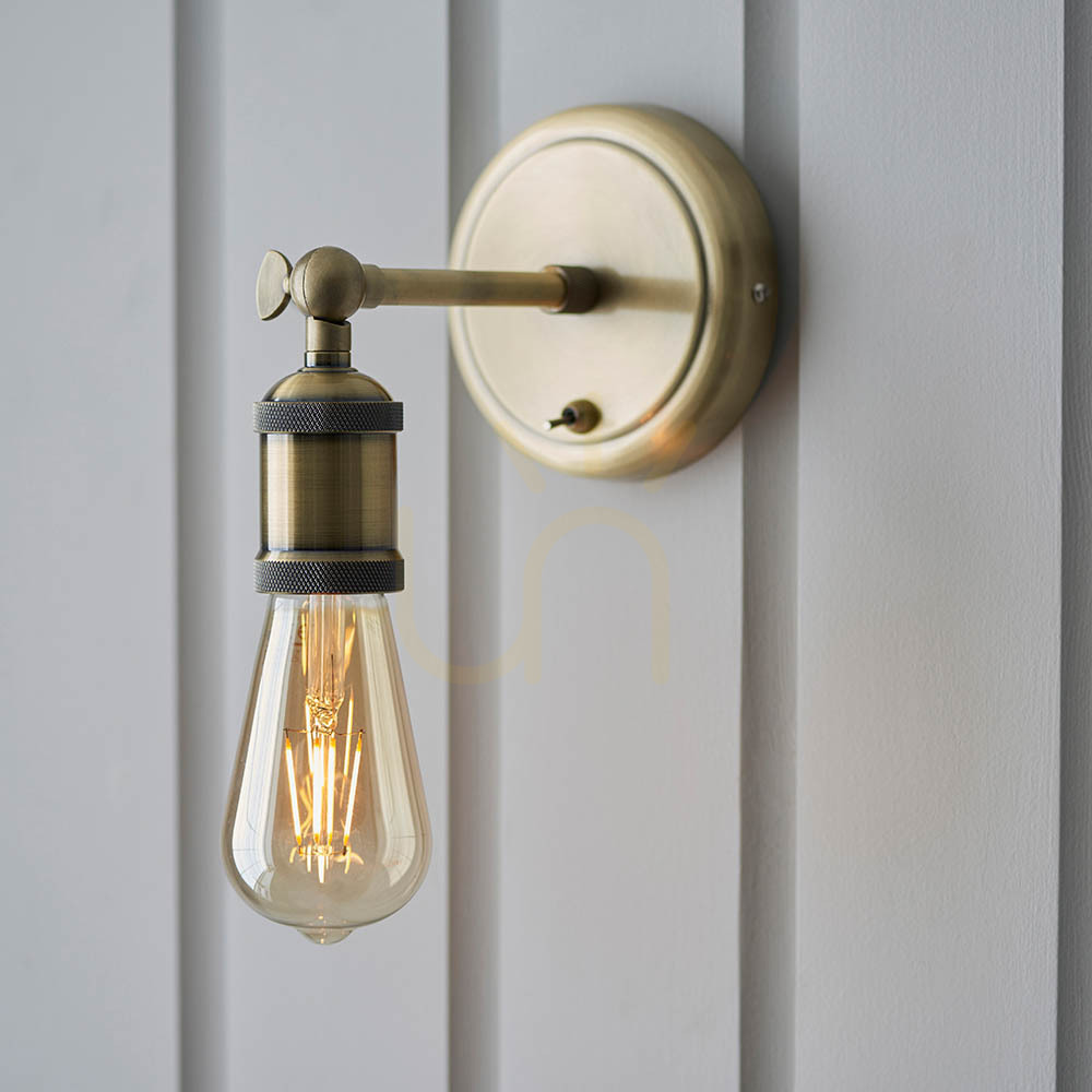 Vedere Lampă de perete Endon Hal Brass alamă E27 oțel dimabilă Lampă de perete Endon Hal Brass alamă E27 oțel dimabilă
