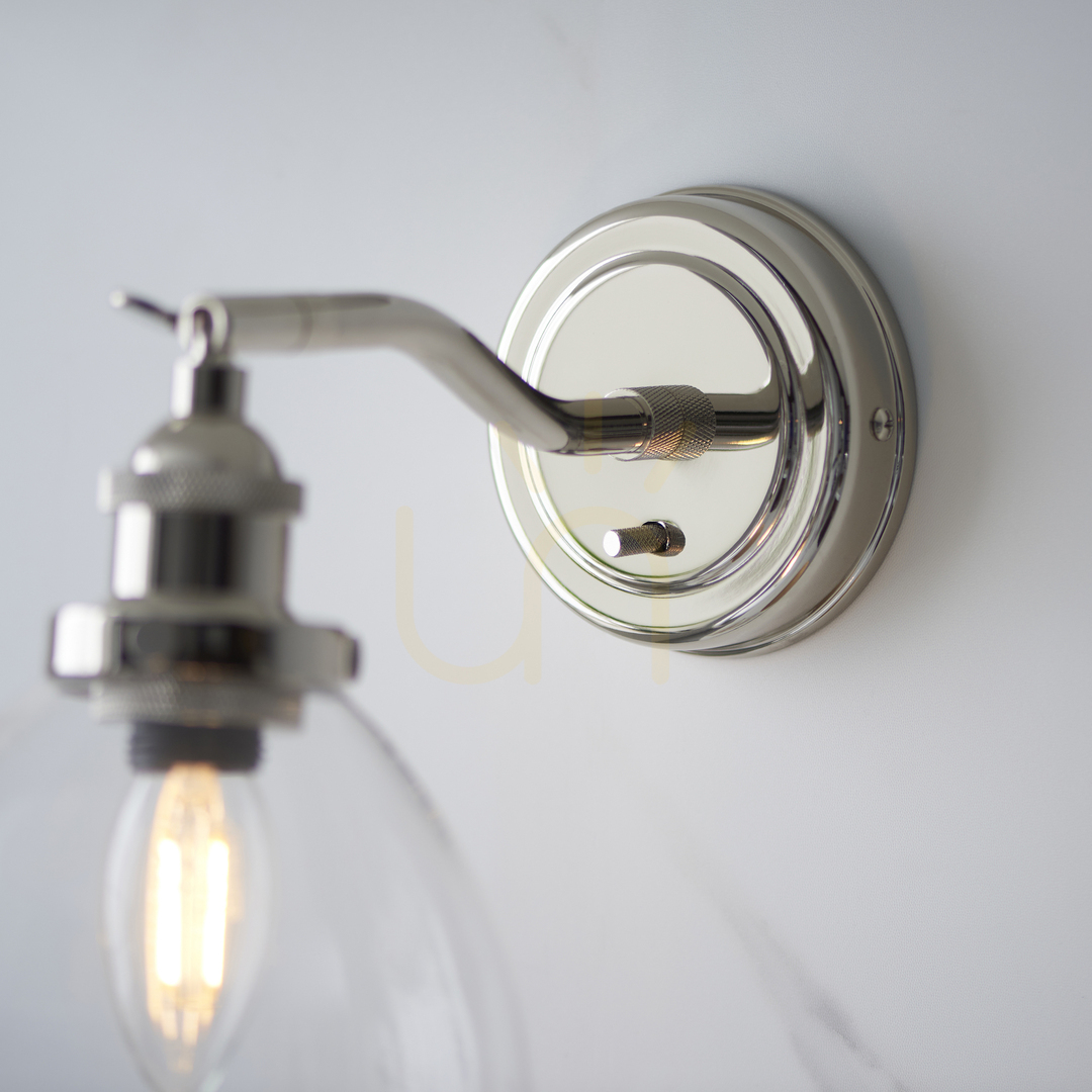 Vedere Lampă de perete Endon Hansen argintie oțel sticlă E14 dimmabilă Lampă de perete Endon Hansen argintie oțel sticlă E14 dimmabilă