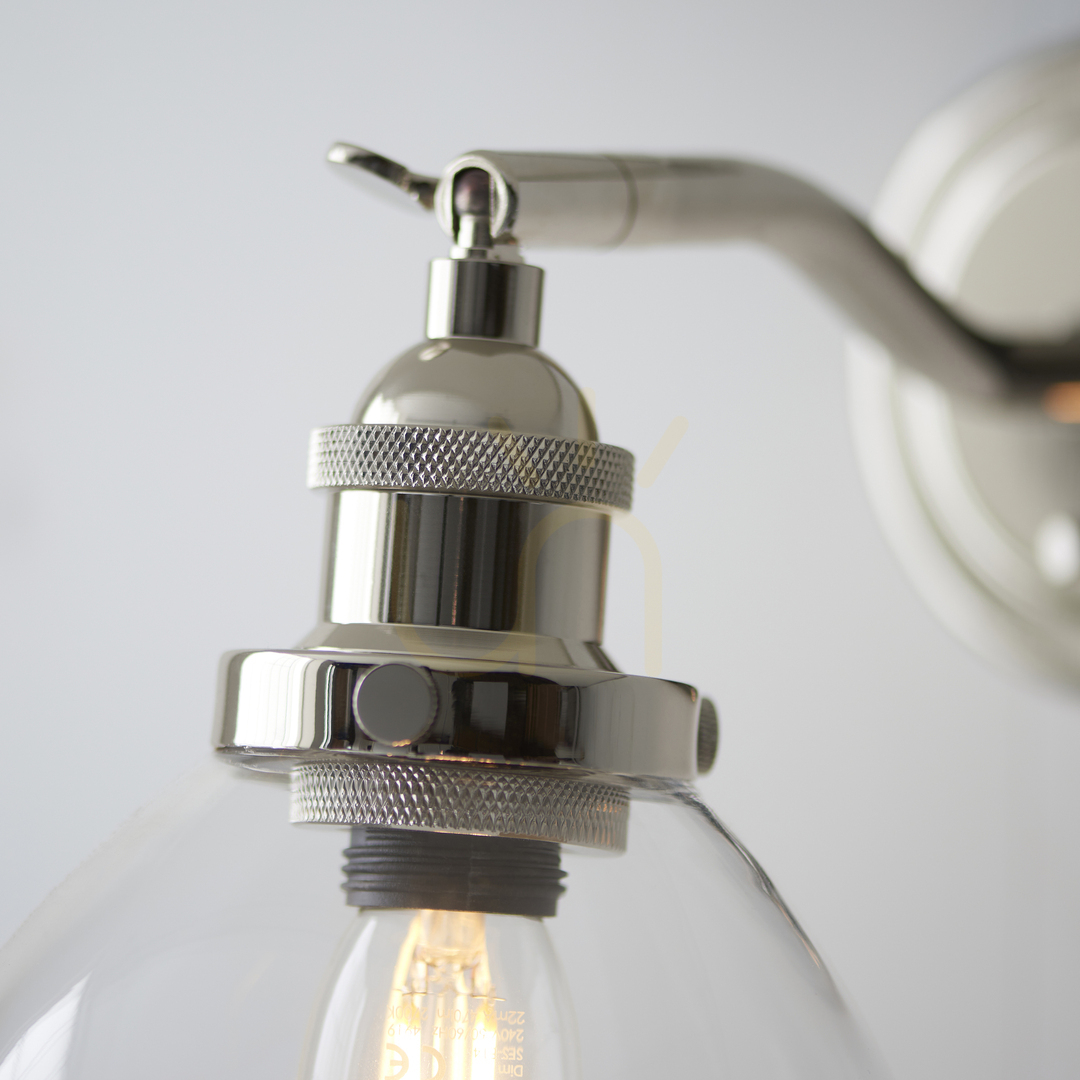 Afişa Lampă de perete Endon Hansen argintie oțel sticlă E14 dimmabilă Lampă de perete Endon Hansen argintie oțel sticlă E14 dimmabilă