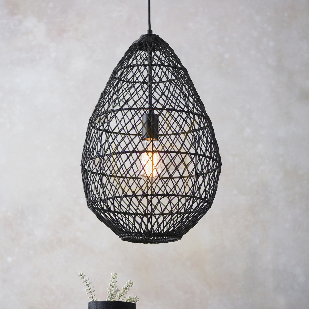 previzualizare Pendul Endon Pimva negru ratan E27 35 cm dimmabil Pendul Endon Pimva negru ratan E27 35 cm dimmabil