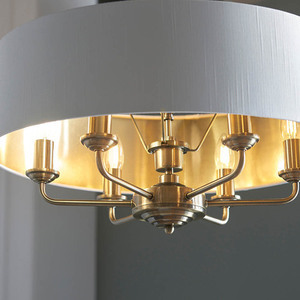 Pendul Endon Highclere 98933 6xE14 alamă antichizată abajururi vintage white Ø55 cm 35-174 cm small 6