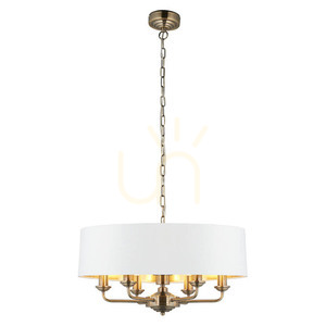 Pendul Endon Highclere 98933 6xE14 alamă antichizată abajururi vintage white Ø55 cm 35-174 cm small 9