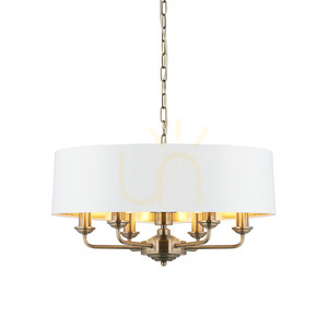 Pendul Endon Highclere 98933 6xE14 alamă antichizată abajururi vintage white Ø55 cm 35-174 cm small 0