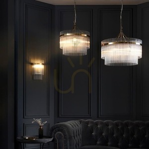 Lustră suspendată Endon Marietta 99167 alamă antică 3xE14 baghete de sticlă Ø40 cm small 1