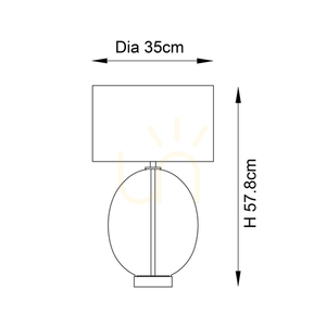 Lampă de masă Endon KELDA OVAL, alamă și sticlă, variator tactil, 57,8 cm small 1