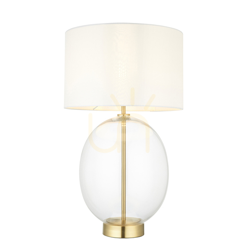 Verifica Lampă de masă Endon KELDA OVAL, alamă și sticlă, variator tactil, 57,8 cm