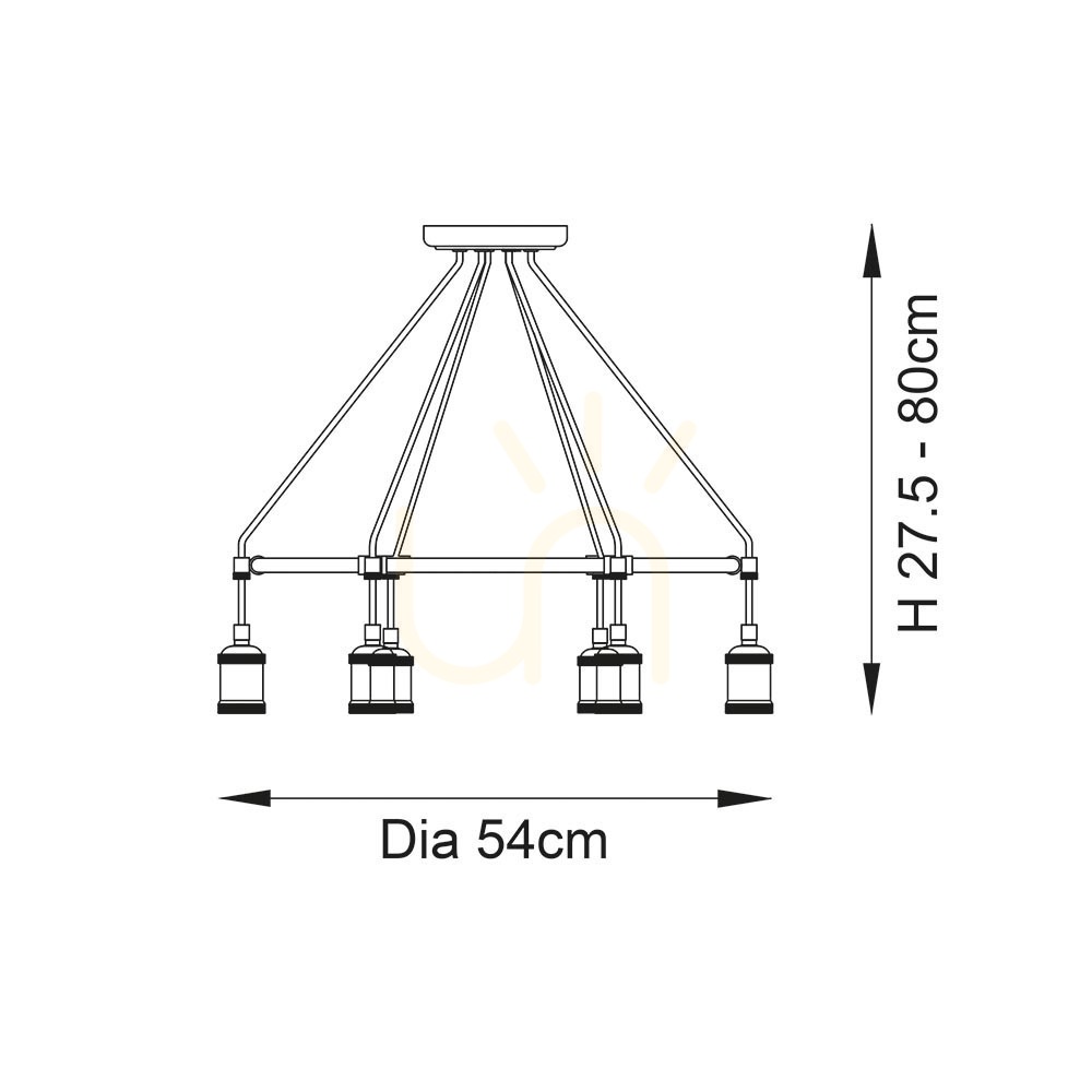 previzualizare Pendul Endon Brass 6xE27 Dimmabil, Oțel Negru, 54 cm Pendul Endon Brass 6xE27 Dimmabil, Oțel Negru, 54 cm