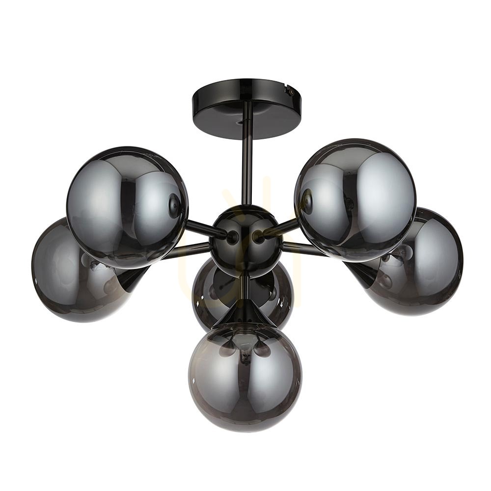 Vedere Lampa de tavan Endon Oscar neagră 6x G9 din oțel și sticlă Lampa de tavan Endon Oscar neagră 6x G9 din oțel și sticlă