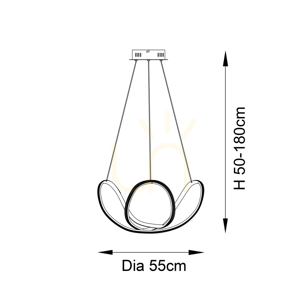 previzualizare Pendant lumini Endon Francisca negru LED dimmabil 55 cm aluminiu acril Pendant lumini Endon Francisca negru LED dimmabil 55 cm aluminiu acril