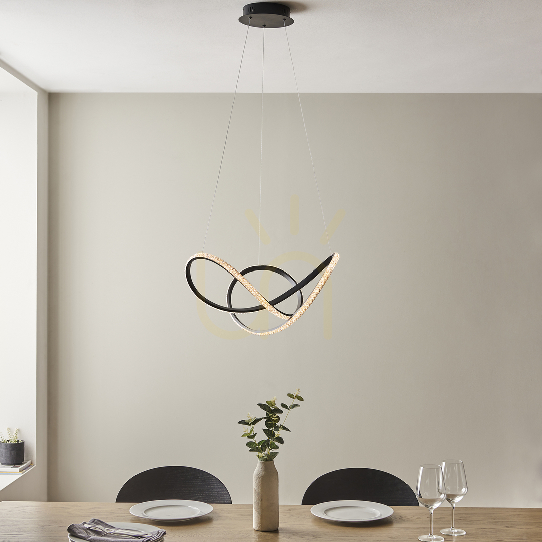 Spectacol Pendant lumini Endon Francisca negru LED dimmabil 55 cm aluminiu acril Pendant lumini Endon Francisca negru LED dimmabil 55 cm aluminiu acril