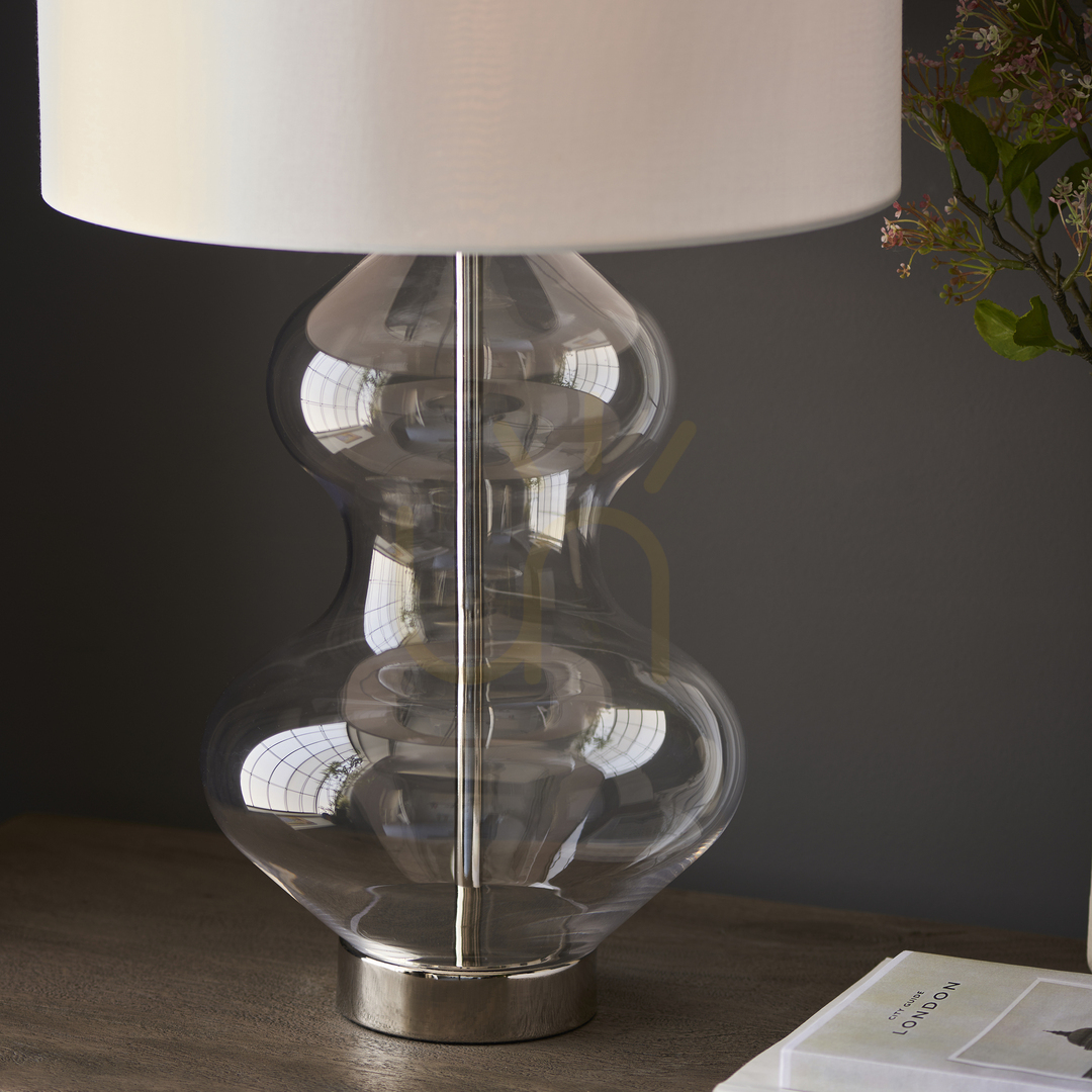 Afişa Lampă de masă Endon Kelda Silver Textil E27 Lampă de masă Endon Kelda Silver Textil E27