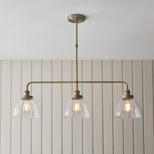 Pendul Endon Hansen Brass 3xE27 alamă sticlă reglabil dimabil small 3