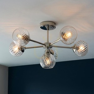 Plafonieră semiaplicată Endon Allegra nichel lucios 6xE14 sticlă spiralată 64 cm 104050 small 3