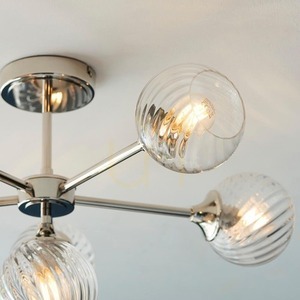 Plafonieră semiaplicată Endon Allegra nichel lucios 6xE14 sticlă spiralată 64 cm 104050 small 7