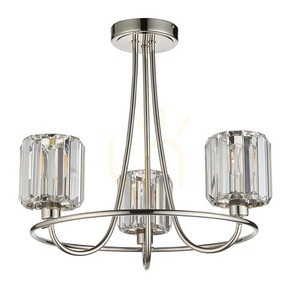 Lampă de tavan Endon Berenice Silver, 3xE14, dimabilă, oțel și sticlă, 45,6 cm small 1