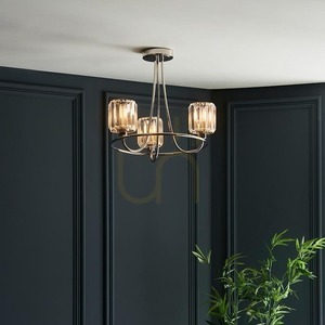 Lampă de tavan Endon Berenice Silver, 3xE14, dimabilă, oțel și sticlă, 45,6 cm small 4
