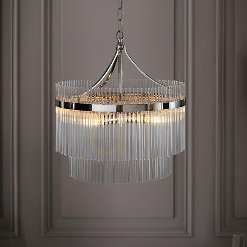 Verifica Pendul Endon Marietta Silver 5xE14 Metal Sticlă Dimmabil Ø50 cm