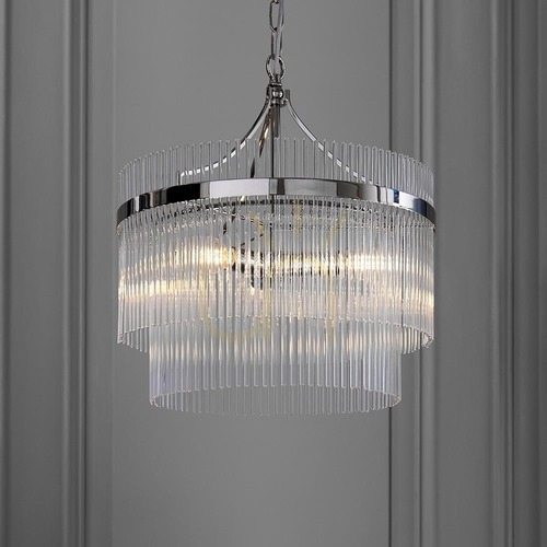 Verifica Pendul Endon Marietta Silver, 3xE14, metal sticlă, reglabil, 40 cm