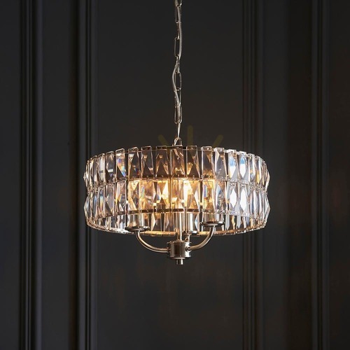 Verifica Pendul Endon Clifton Silver 3xE14, Argintiu, Oțel și Sticlă