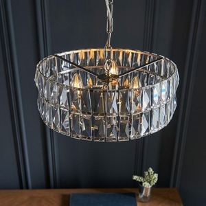 Lampă suspendată Endon Clifton 104466, nichel lucios, sticlă fațetată, 3×E14 max 6 W, Ø38,5 cm small 5