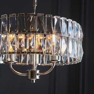 Lampă suspendată Endon Clifton 104466, nichel lucios, sticlă fațetată, 3×E14 max 6 W, Ø38,5 cm small 6