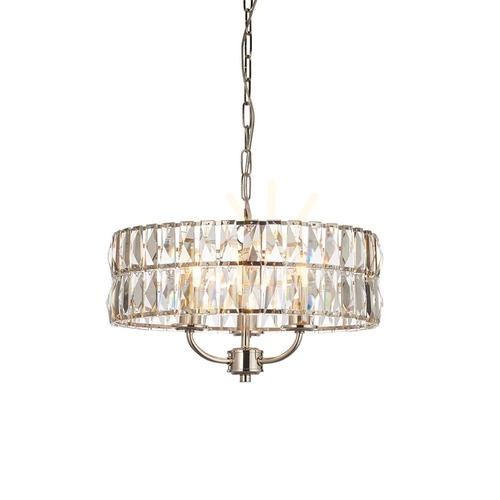 Verifica Pendul Endon Clifton Silver 3xE14, Argintiu, Oțel și Sticlă