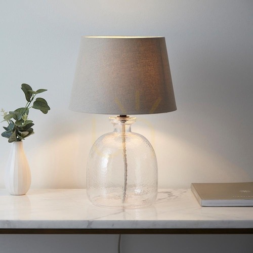 Verifica Lampă de masă Endon Lyra Cici gri sticlă textil oțel 42,8 cm E14