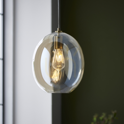 Verifica Pendul Endon Kelda Oval alamă satinată sticlă șampanie 26 cm