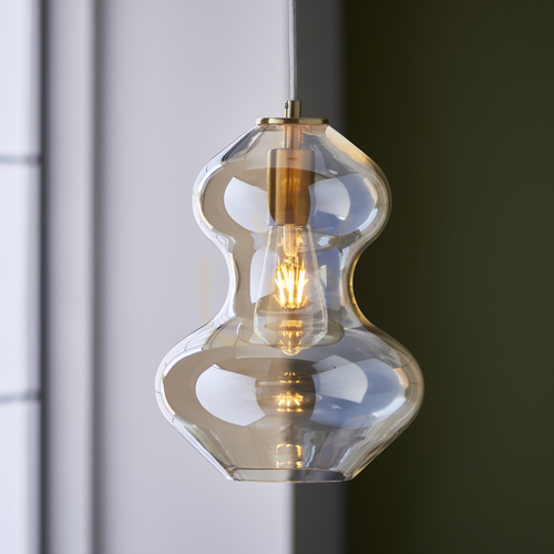 Verifica Lampă pendant Endon Kelda alamă sticlă E27 reglabilă 50-155 cm