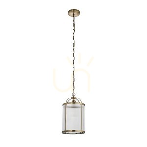 Lampa suspendată Endon Lambeth alamă cu sticlă nervurată E27 D20 cm small 1
