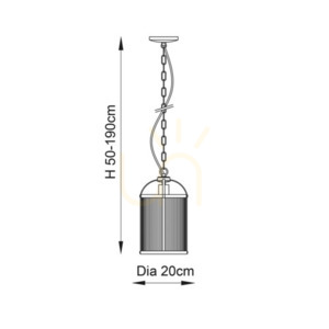 Lampa suspendată Endon Lambeth alamă cu sticlă nervurată E27 D20 cm small 2