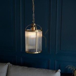 Lampa suspendată Endon Lambeth alamă cu sticlă nervurată E27 D20 cm small 3