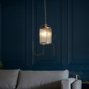 Lampa suspendată Endon Lambeth alamă cu sticlă nervurată E27 D20 cm small 4