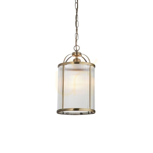 Verifica Lampa suspendată Endon Lambeth alamă cu sticlă nervurată E27 D20 cm