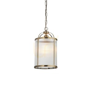 Lampa suspendată Endon Lambeth alamă cu sticlă nervurată E27 D20 cm small 0