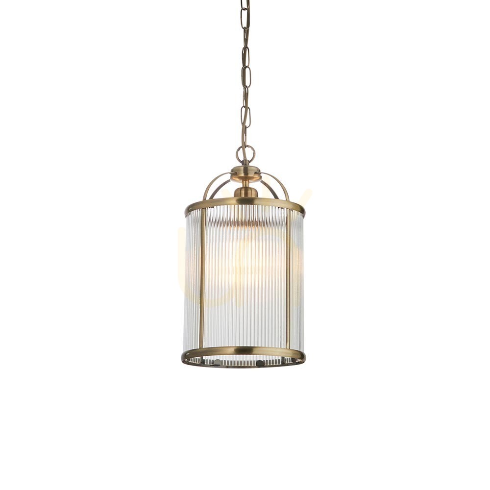 Verifica Lampa suspendată Endon Lambeth alamă cu sticlă nervurată E27 D20 cm Lampa suspendată Endon Lambeth alamă cu sticlă nervurată E27 D20 cm